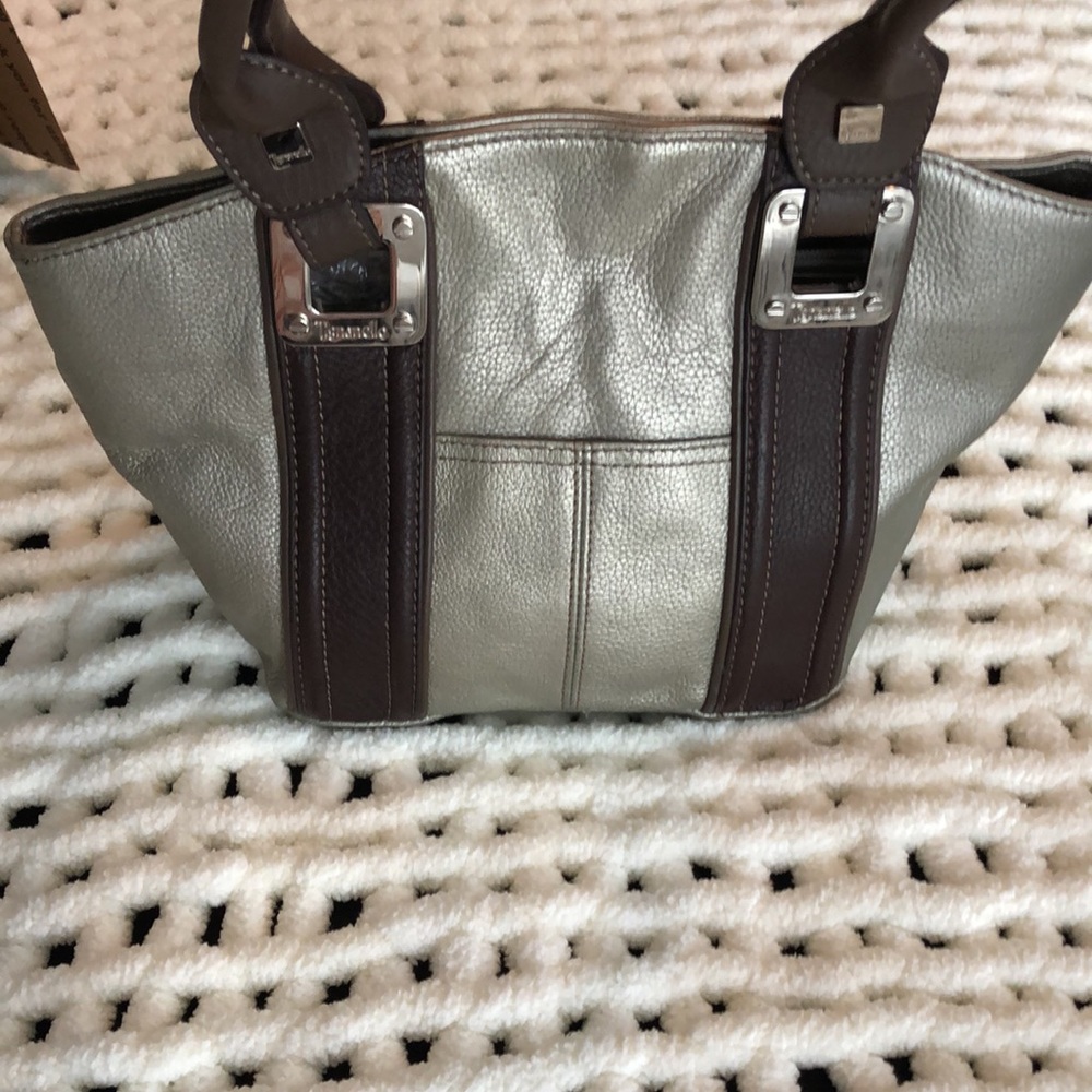 Authentic Tignanello bag, pyrite/brown trim. 14x8 in. Like new. See pics. EUC.